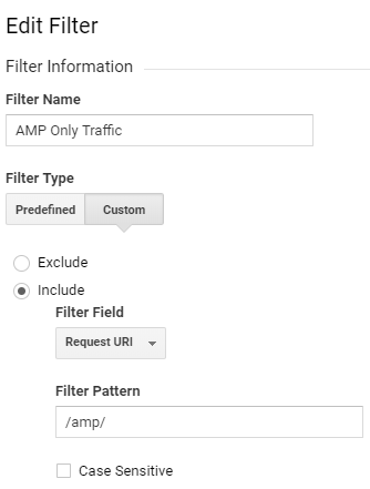 AMP Only Filter Google Analytics