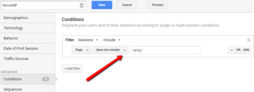 Non AMP Segments In Google Analytics