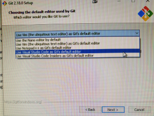 Choose Git Text Editor Windows