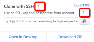 Finding SSH and https repo URLs in GitHub