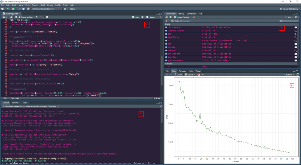 RStudio layout