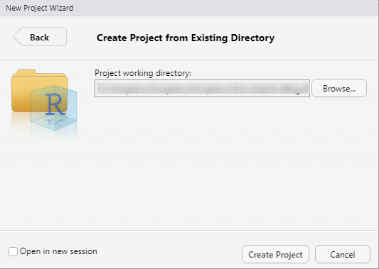 Create RStudio project in existing directory