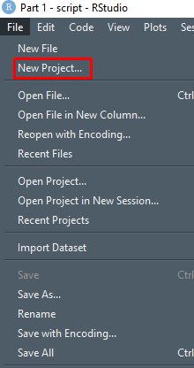 new RStudio project