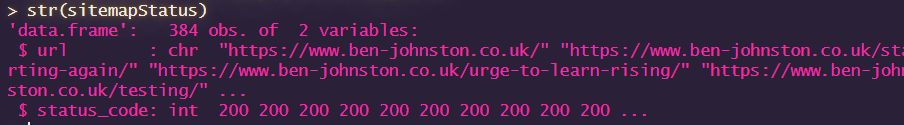 XML sitemap structure in R