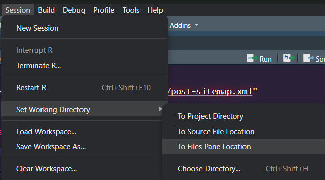 Set working directory in RStudio