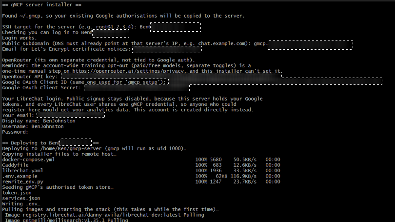 gMCP server installer running