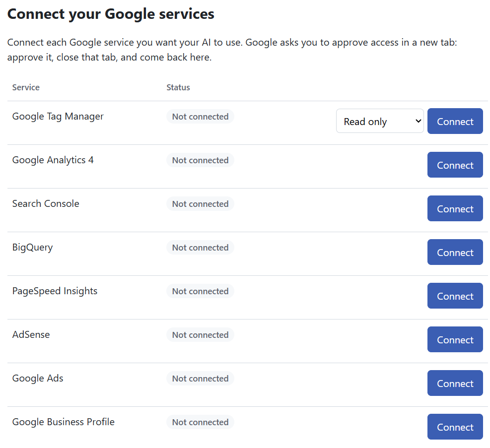 gMCP local connect page