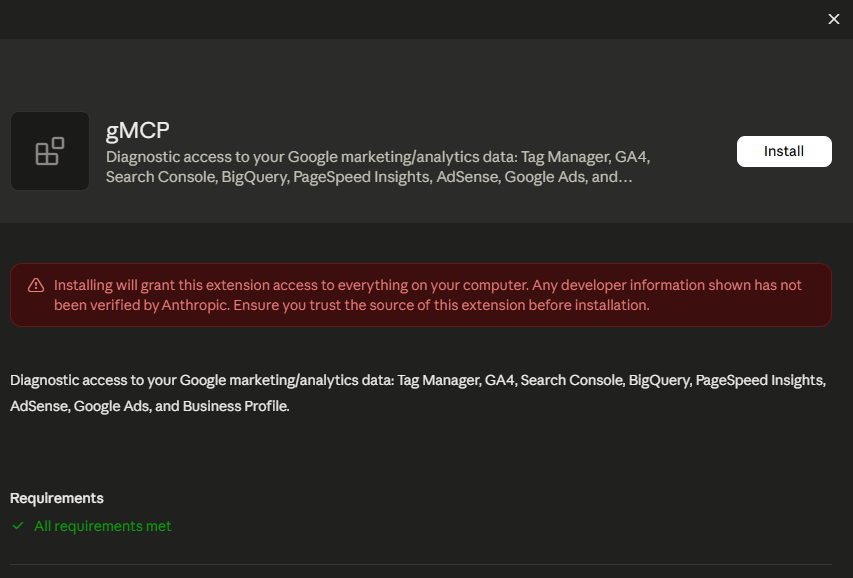 Install gMCP in Claude Desktop