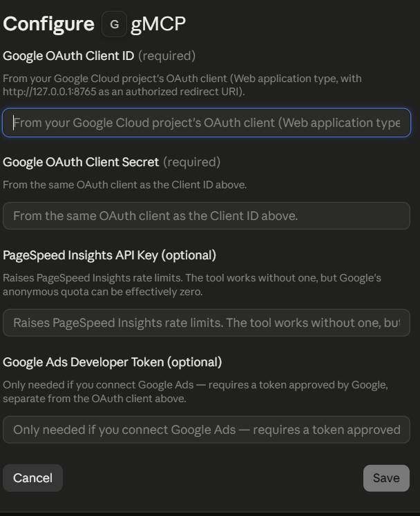gMCP add OAuth