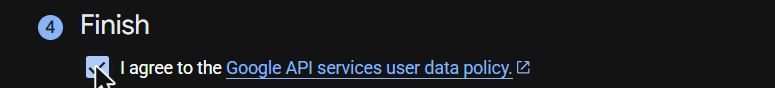 Agreeing to the Google API terms of service