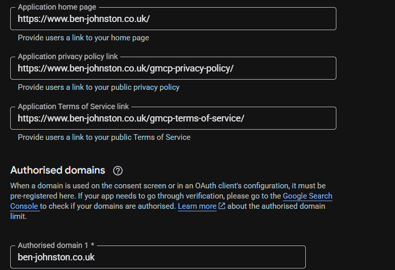 Google Cloud authorized domains